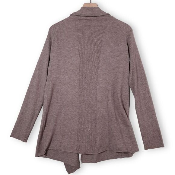 Hem & Thread Open Front Cardigan Sweater Size Large Waterfall Boho Chic Beige - Picture 4 of 11